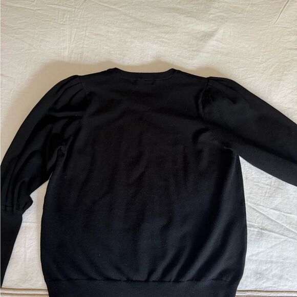 Pullover Girls Black Sweater with Crewneck and Puffed  Long Sleeve. Size 12. - Picture 2 of 7
